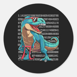 Dinosaur T Rex Happy Pi Day Funny Mah Nerd Geschen Runder Aufkleber