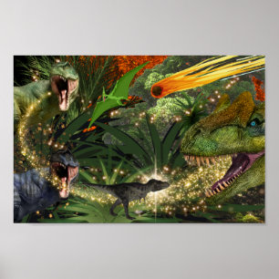 Dinosaur T-rex Jungs Meteor Dino Inseltiere Poster