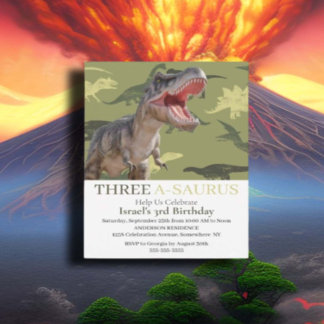 Dinosaur T Rex Jurassic World Pattern Kids Einladung