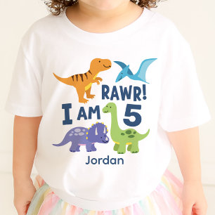 Dinosaur T-Rex Kind 5th Birthday Rawr Personalisie Baby T-shirt