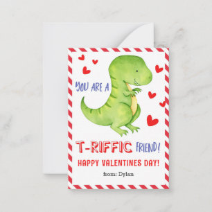 Dinosaur T-Rex Klasse Mini Valentine Card für Kind Mitteilungskarte