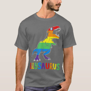 Dinosaur T Rex LGBT Gay Pride Flag Allysaurus Alle T-Shirt