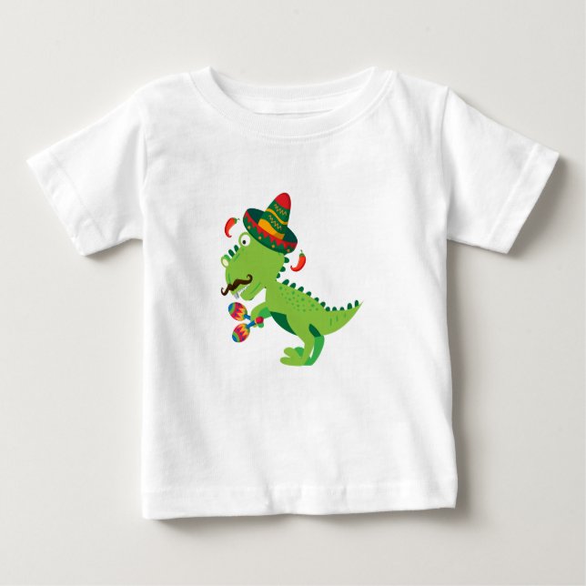 Dinosaur T-Rex Mexican Cinco De Mayo Kids Boys Baby T-shirt (Vorderseite)