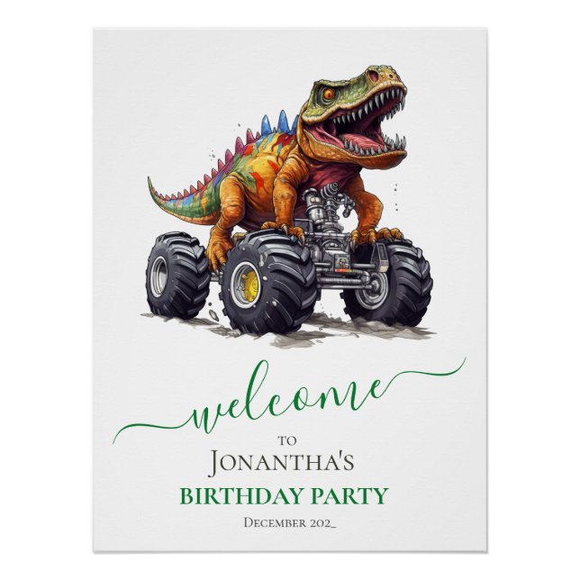 Dinosaur T-Rex Monster Truck, Poster (Vorderseite)
