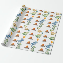 Dinosaur T-rex Name Age Wrapping Paper Geschenkpapier