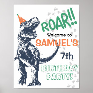 Dinosaur T-Rex Party Hat Geburtstag Begrüßungszeic Poster