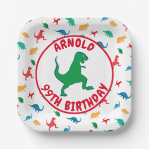 Dinosaur T-Rex Pattern Boy 3. Geburtstagsparty Pappteller