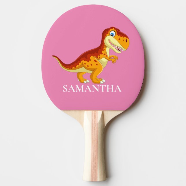 Dinosaur T Rex Pink Girl Tischtennis Schläger (Vorderseite)