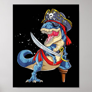 Dinosaur T rex Pirat Jolly Roger Halloween Lustig Poster