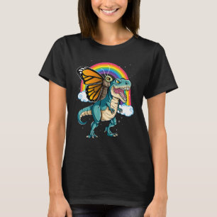 Dinosaur T Rex Rainbow Butterfly Insekten T-Shirt