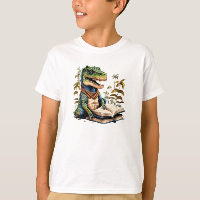 Dinosaur T-Rex Reader T-Shirt (Vorderseite)