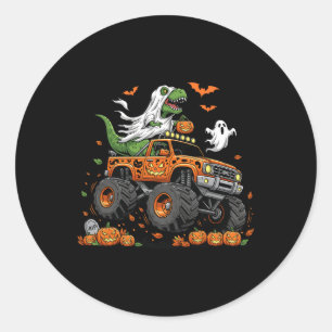 Dinosaur T-rex Riding Monster Truck Halloween Männ Runder Aufkleber