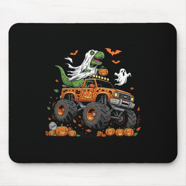 Dinosaur T-rex Riding Monster Truck Halloween Men  Mousepad (Vorne)