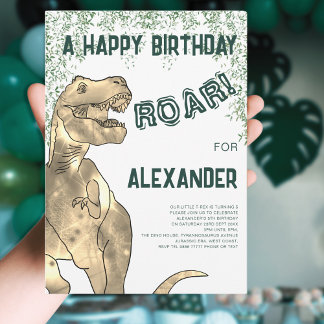 Dinosaur T-Rex Roar 5. Geburtstagsparty Einladung