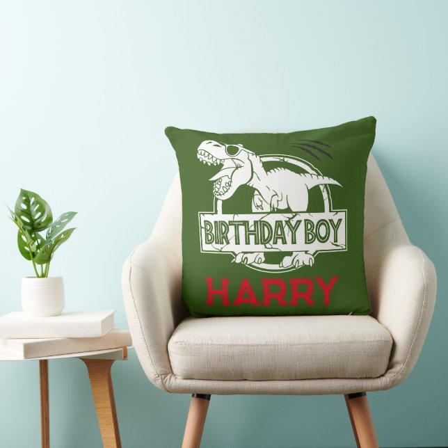 Dinosaur T Rex ROAR GREEN BIRTHDAY BOY Kissen (Stuhl )