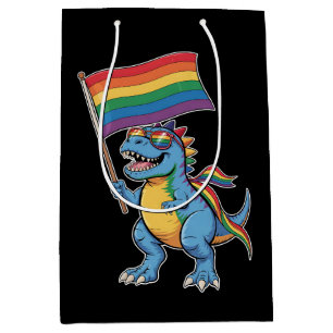 Dinosaur T Rex Schwulen Stolz LGBTQ Verbündeter Re Mittlere Geschenktüte