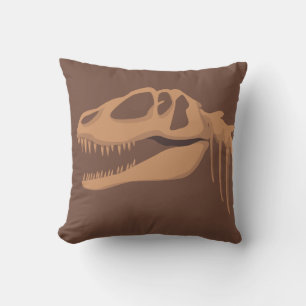Dinosaur T-rex Skeleton Fossil Brown Kids Room Kissen