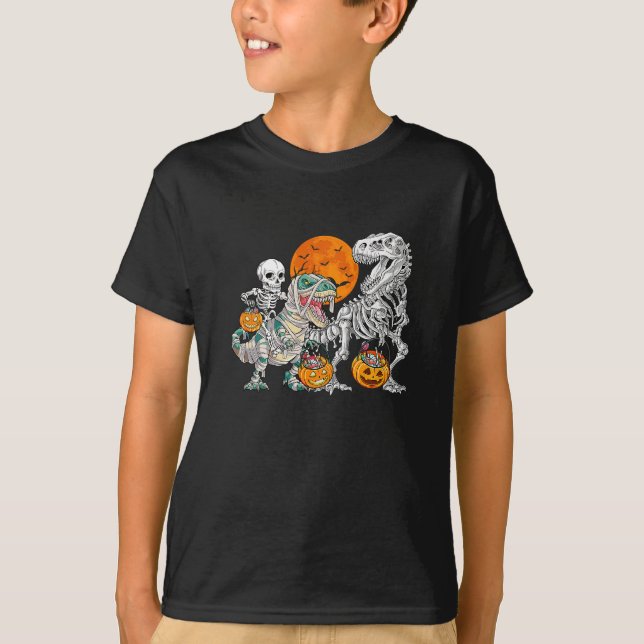 Dinosaur T Rex Skeleton Halloween T-Shirt (Vorderseite)