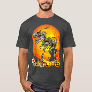 Dinosaur T Rex Skeleton Pumpkin mit MondHallowee T-Shirt