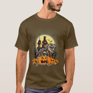 Dinosaur T Rex Skelett-Kürbis mit Mond Halloween T-Shirt