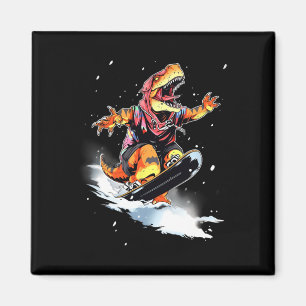 Dinosaur T-Rex Snowboard Snowboard Snowboarder Sie Magnet