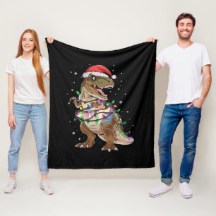Dinosaur T-rex Tree Christmas Sweater Xmas Dino Fleecedecke