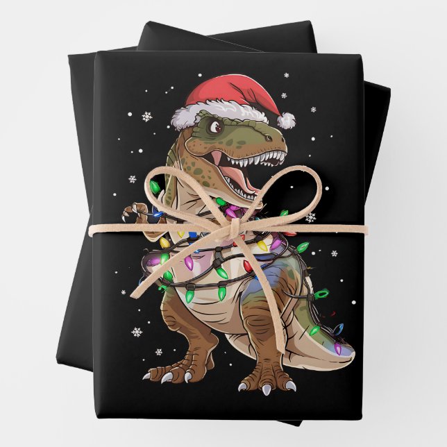 Dinosaur T-rex Tree Christmas Sweater Xmas Dino Geschenkpapier Set (Beispiel)
