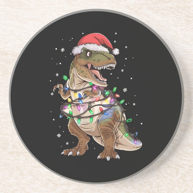 Dinosaur T-rex Tree Christmas Sweater Xmas Dino Getränkeuntersetzer (Vorne)