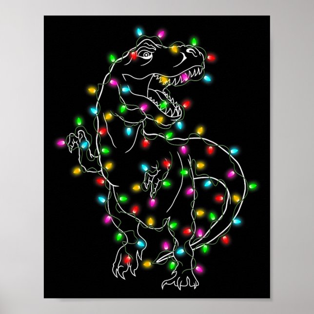 Dinosaur T-rex Tree Christmas Sweater Xmas Pet Din Poster (Vorne)