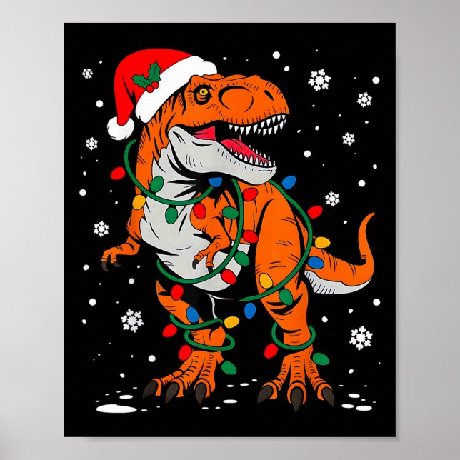 Dinosaur T Rex Tree Weihnachten Weihnachten Weihna Poster (Vorne)
