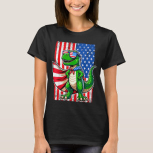 Dinosaur T-Rex USA-Flagge Sonnenbrille Patriotisch T-Shirt