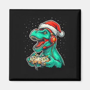 Dinosaur T Rex Videospiel Weihnachtsmannmütze Chri Magnet