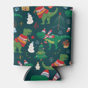 Dinosaur T-Rex: Weihnachten Neues Jahr. Dosenkühler
