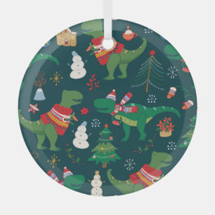Dinosaur T-Rex: Weihnachten Neues Jahr. Ornament Aus Glas