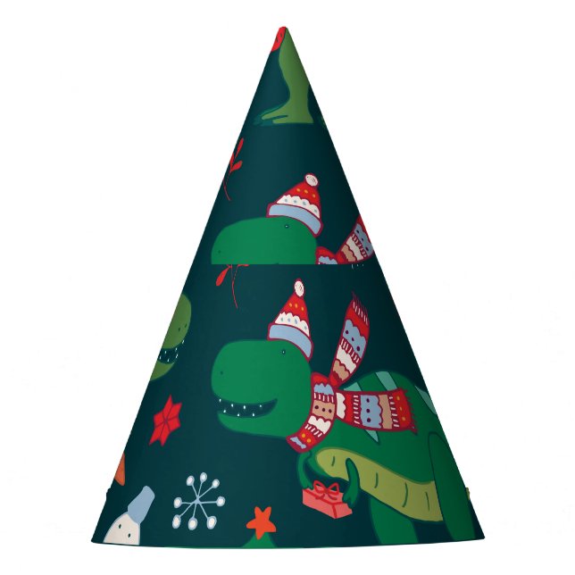 Dinosaur T-Rex: Weihnachten Neues Jahr. Partyhütchen (Vorderseite)