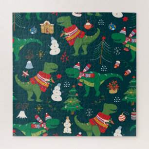 Dinosaur T-Rex: Weihnachten Neues Jahr. Puzzle