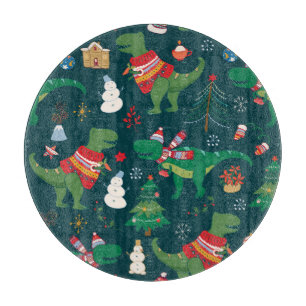 Dinosaur T-Rex: Weihnachten Neues Jahr. Schneidebrett