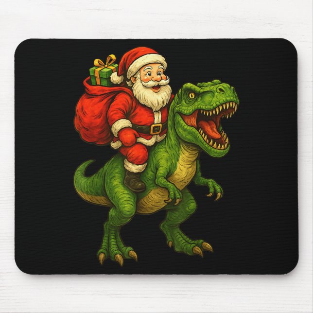 Dinosaur T Rex Weihnachten Santa Dinosaur Xmas Jun Mousepad (Vorne)