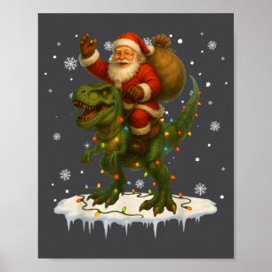 Dinosaur T Rex Weihnachten Santa Jungen Männer Mäd Poster