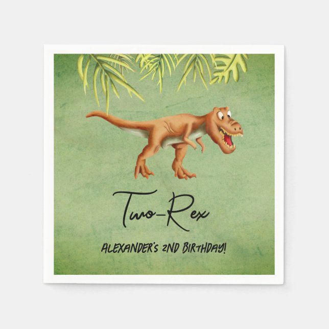 Dinosaur T Rex zweite Geburtstagsfeier  Serviette (Vorderseite)