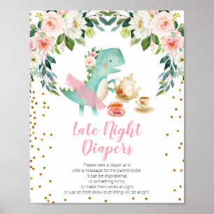 Dinosaur Tea Party Babydusche Spät nächtliche Wind Poster