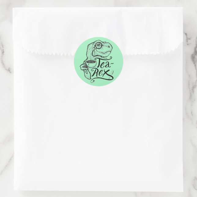Dinosaur Tea Rex Runder Aufkleber (Tasche)