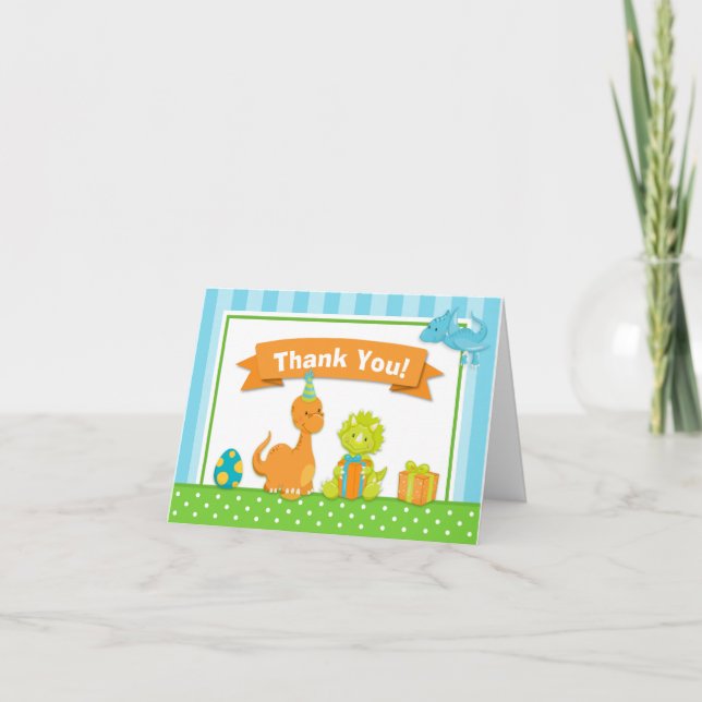 Dinosaur Thank You Card Folded Note Card Dankeskarte (Vorderseite)