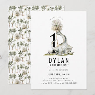 Dinosaur Thema 1. Geburtstag Party Einladung