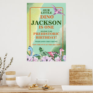 Dinosaur Thema 1. Geburtstag Poster