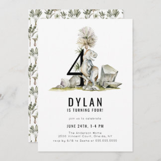 Dinosaur Thema 4. Geburtstag Party Einladung