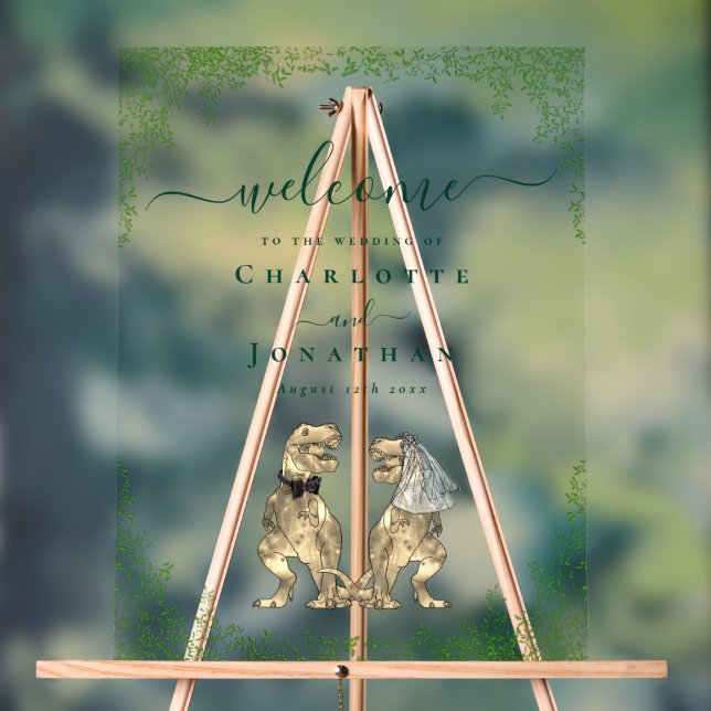 Dinosaur Thema Hochzeit Willkommen Acrylschild (Neutral)