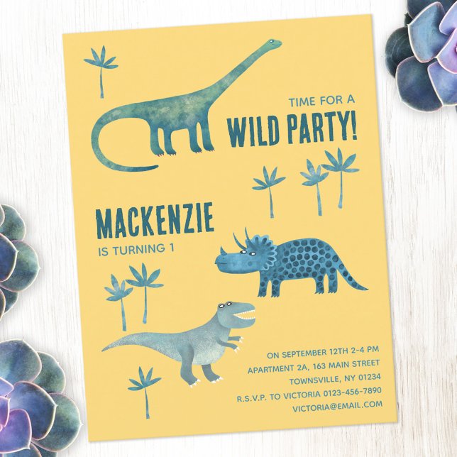 Dinosaur Thema Kindergeburtstag Party Einladung Postkarte (Von Creator hochgeladen)