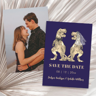 Dinosaur-Thema-Navy-Blau-Foto-Hochzeit Save The Date