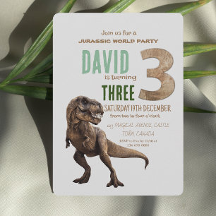 Dinosaur Theme 3. Geburtstags-Party Einladung
